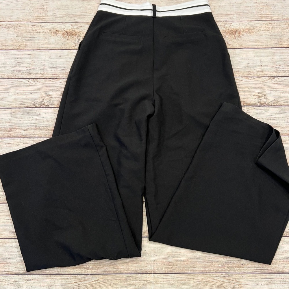 NIA Black Wide‎ Leg Palazzo Pants High Waist Pleated Button Detail Size S - Picture 7 of 10